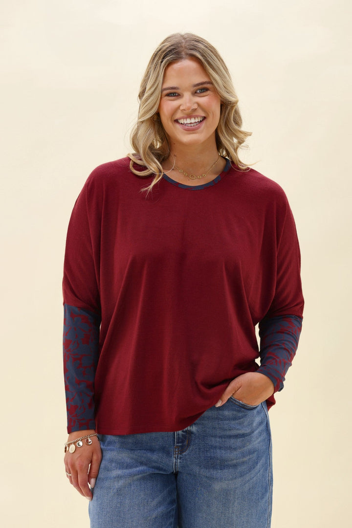 Alpine by Lyon Merino Hi-lo Top Cherry