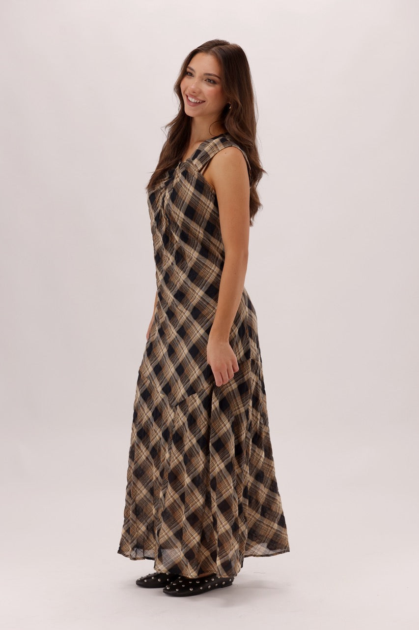 Ayva Amarantha Dress Natural Check