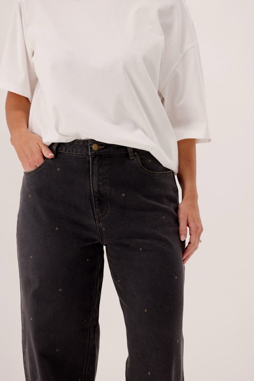 Ayva Amelia Slouchy Jean Washed Black Pre Order Due Early June