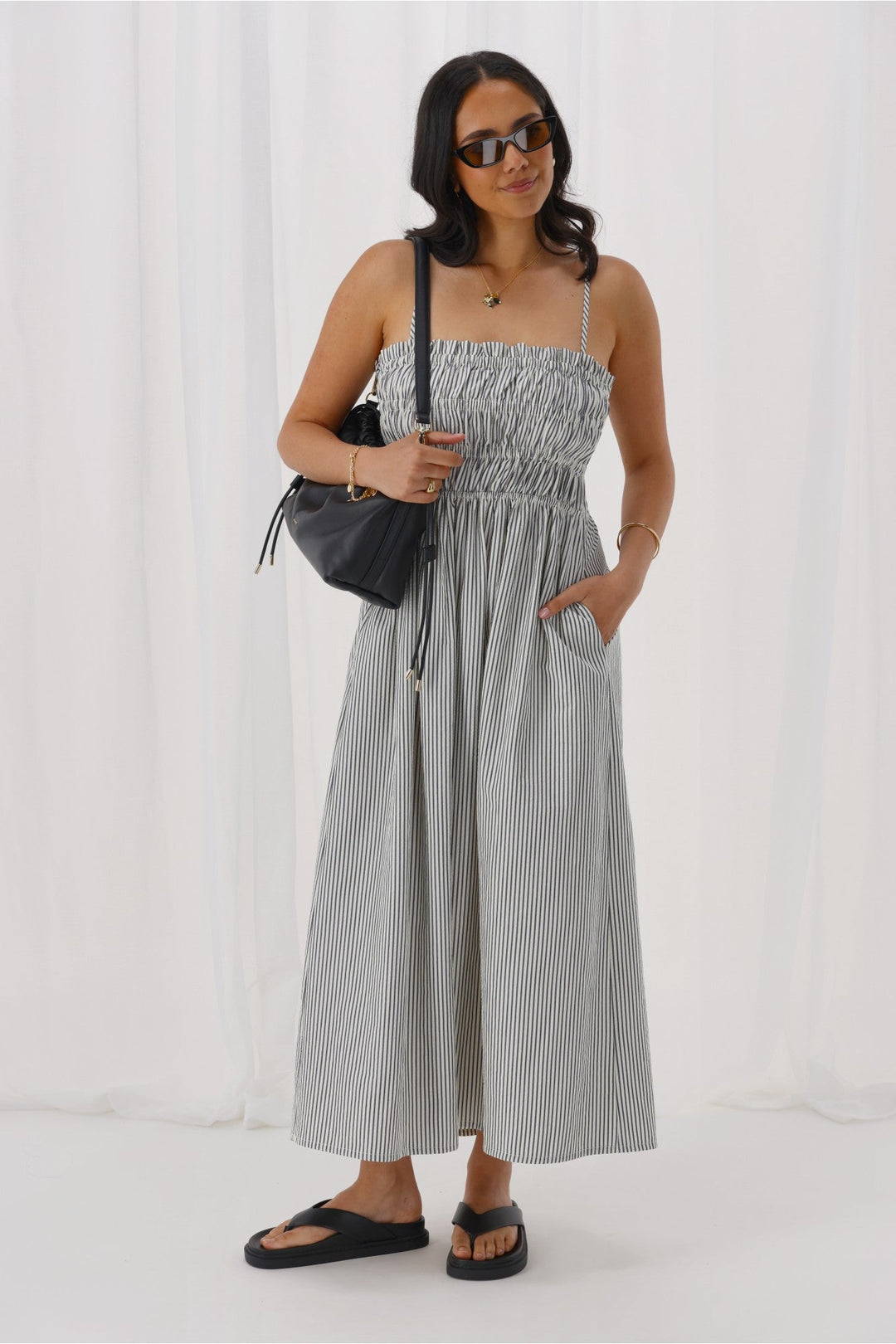 Ayva Evie Striped Dress Navy