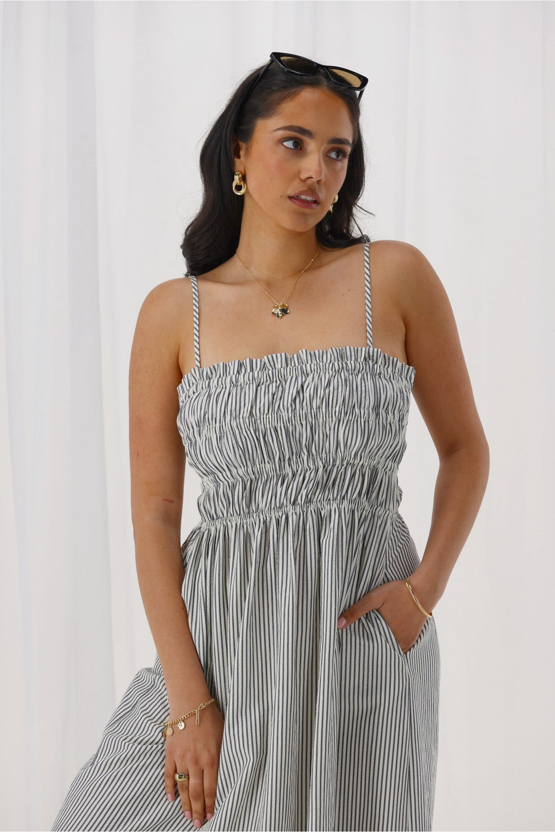 Ayva Evie Striped Dress Navy
