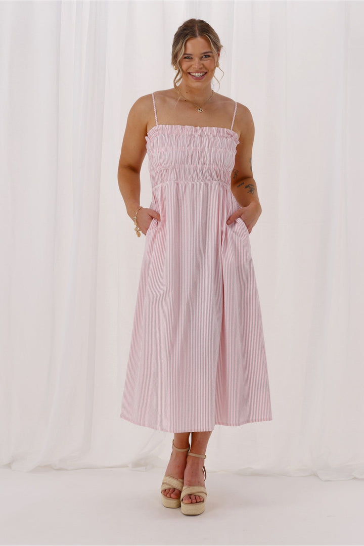Ayva Evie Striped Dress Pink