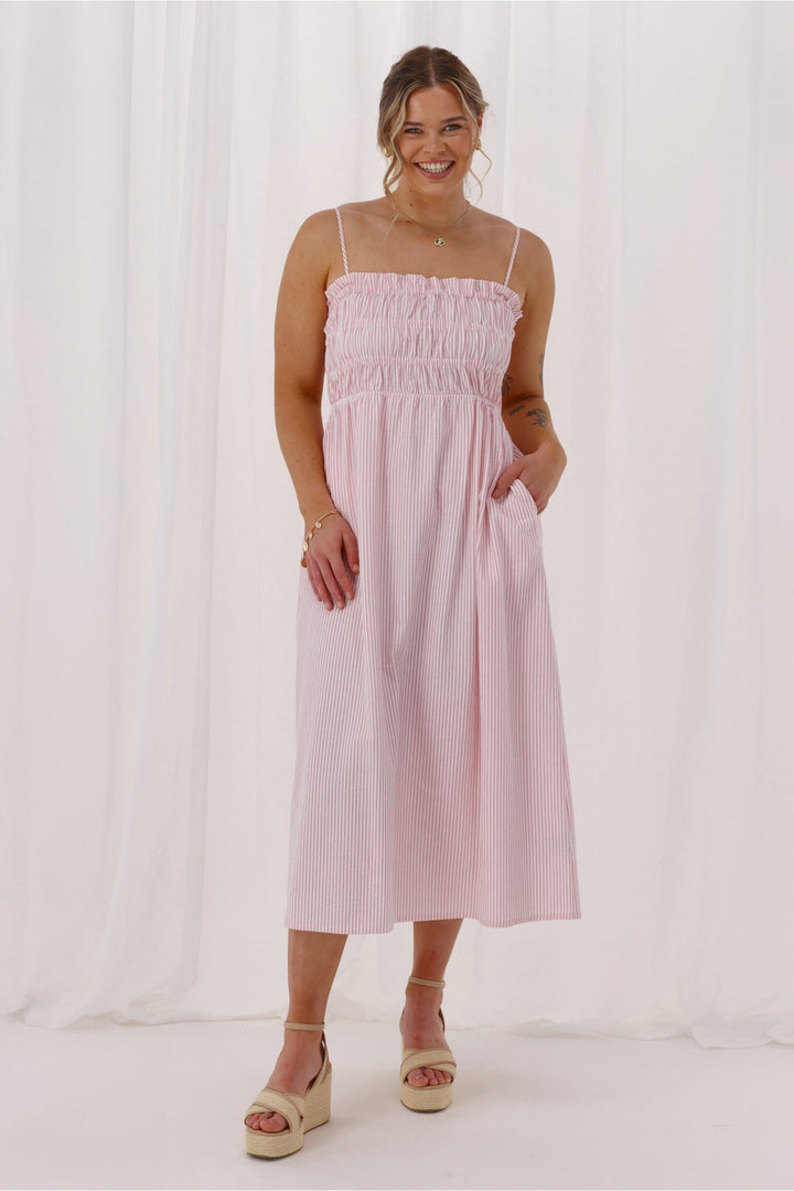 Ayva Evie Striped Dress Pink
