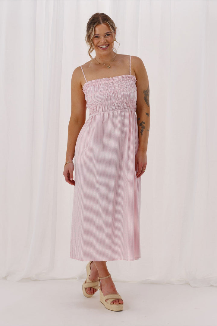 Ayva Evie Striped Dress Pink