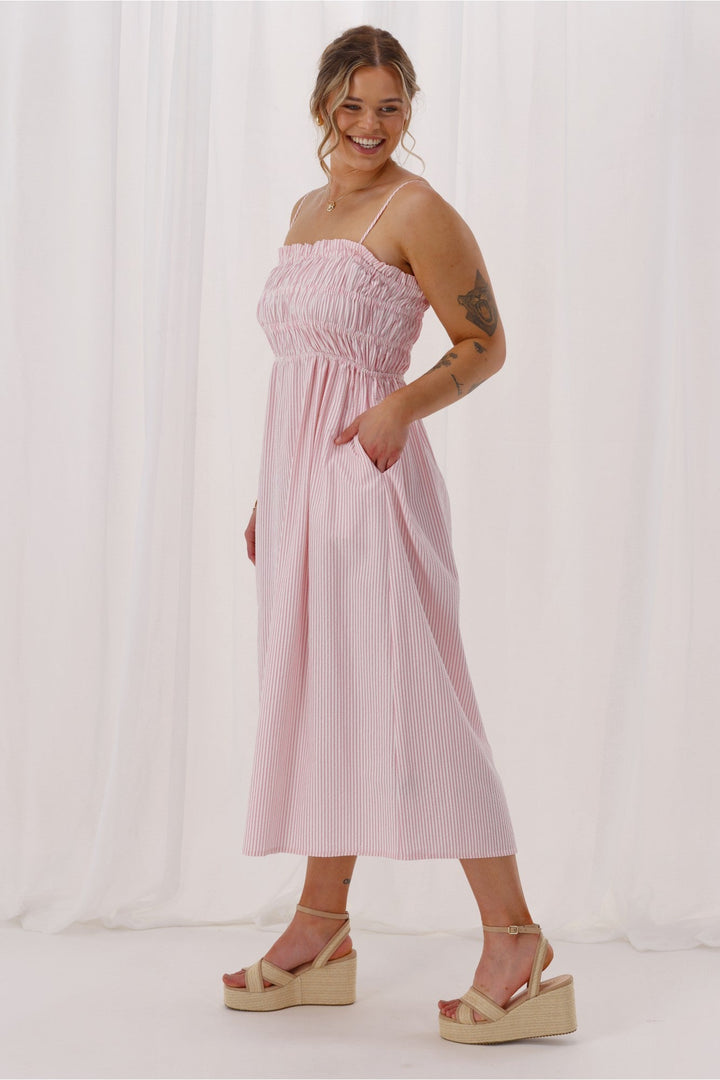 Ayva Evie Striped Dress Pink