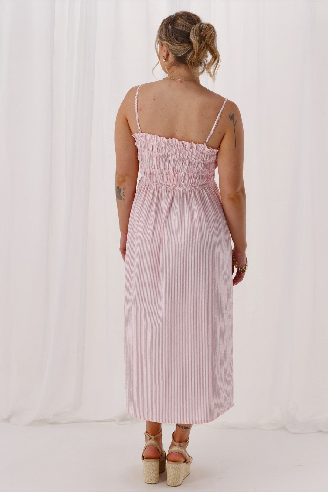 Ayva Evie Striped Dress Pink