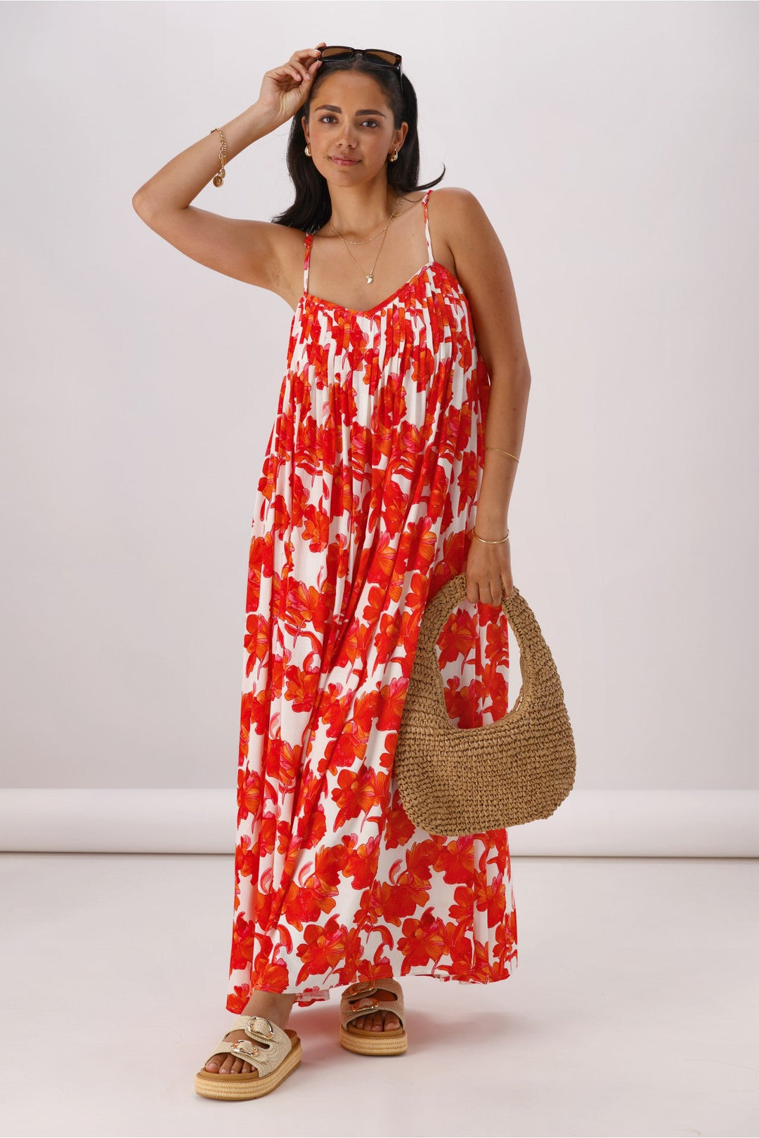 Ayva Imogen Maxi Dress Red Print