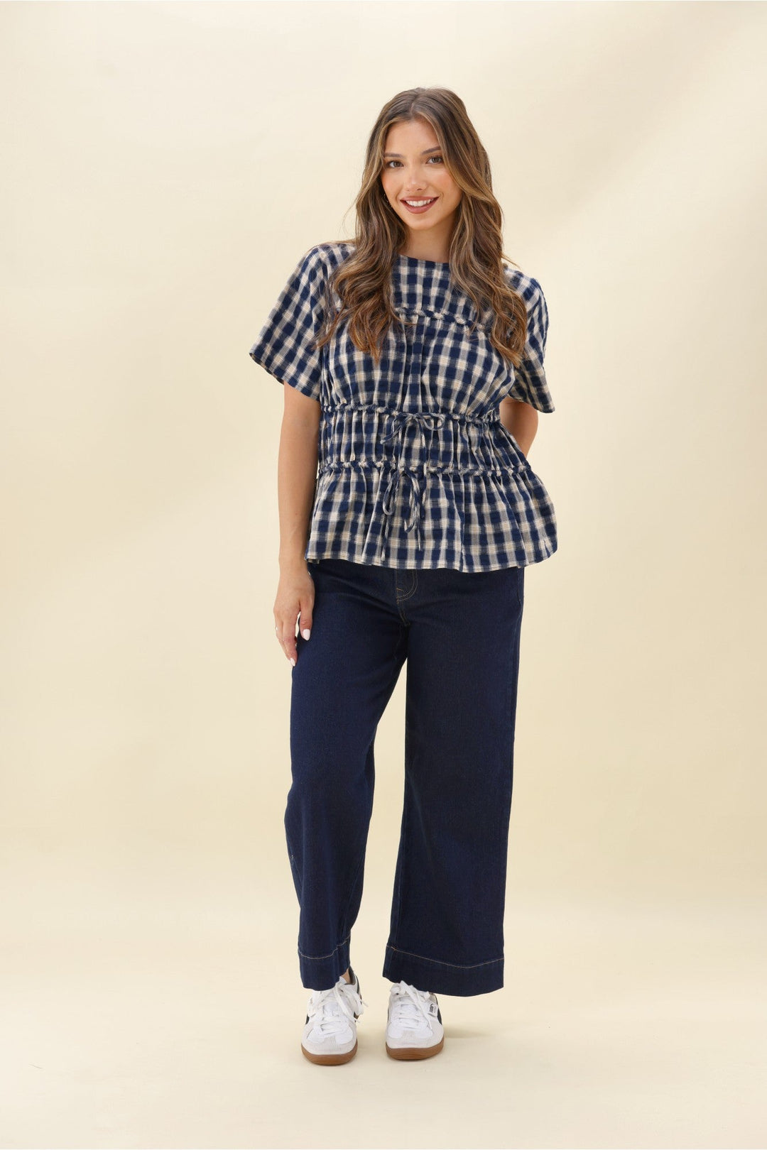 Ayva Lola Check Top Navy