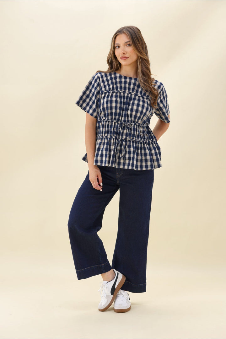 Ayva Lola Check Top Navy