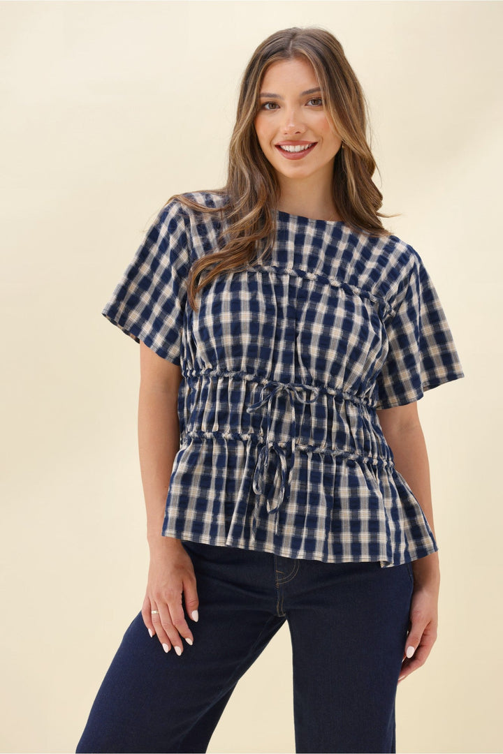 Ayva Lola Check Top Navy