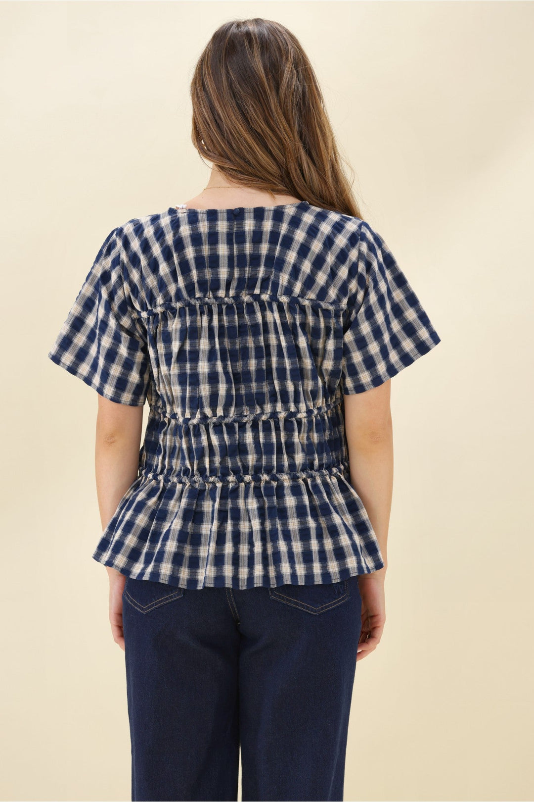 Ayva Lola Check Top Navy