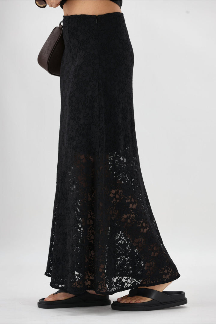 Ayva Opel Lace Maxi Skirt Black