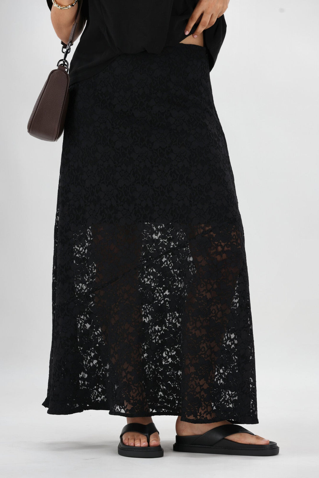 Ayva Opel Lace Maxi Skirt Black