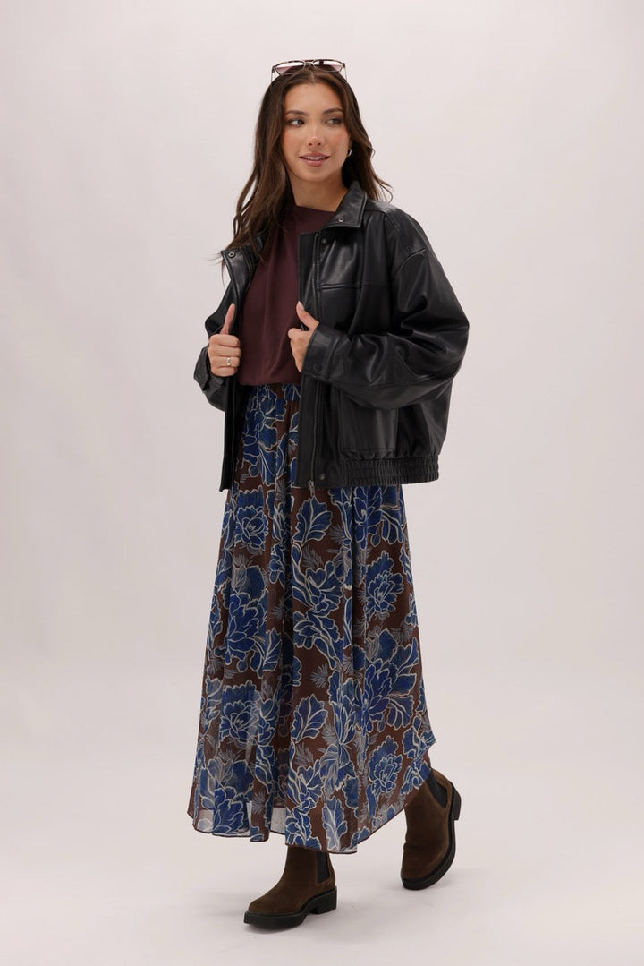 Ayva Prebble Skirt Chocolate Blue Print