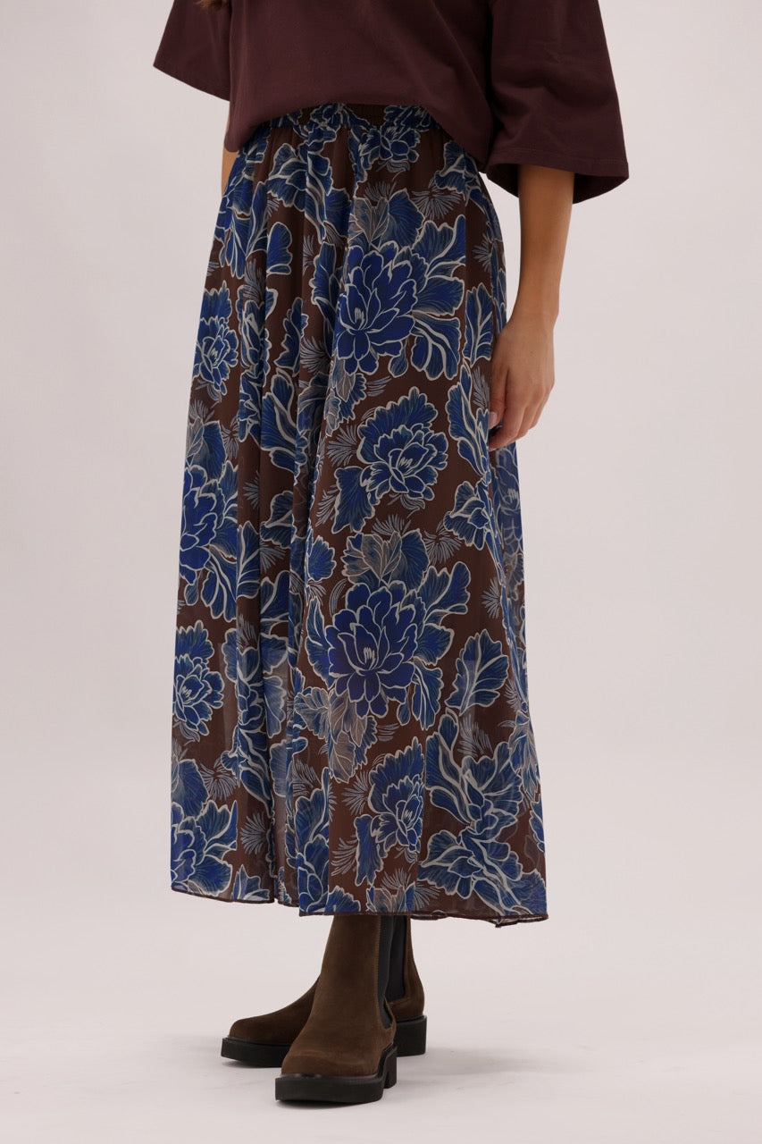 Ayva Prebble Skirt Chocolate Blue Print