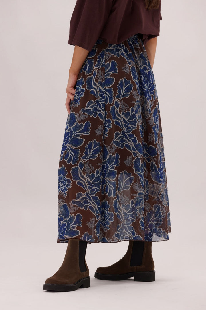 Ayva Prebble Skirt Chocolate Blue Print