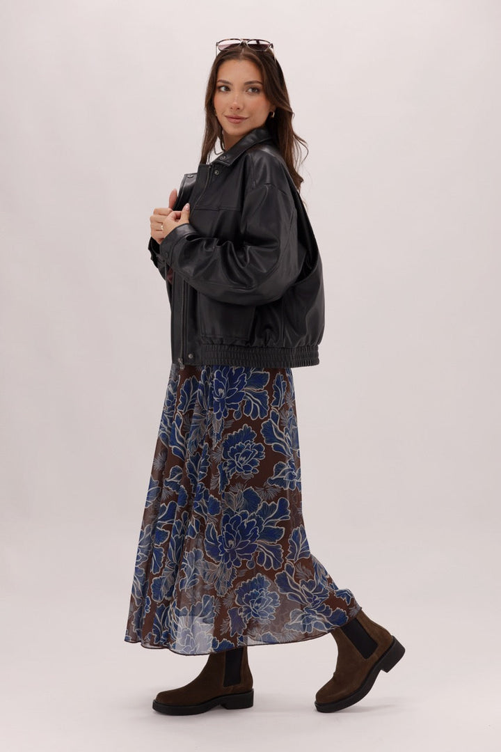 Ayva Prebble Skirt Chocolate Blue Print
