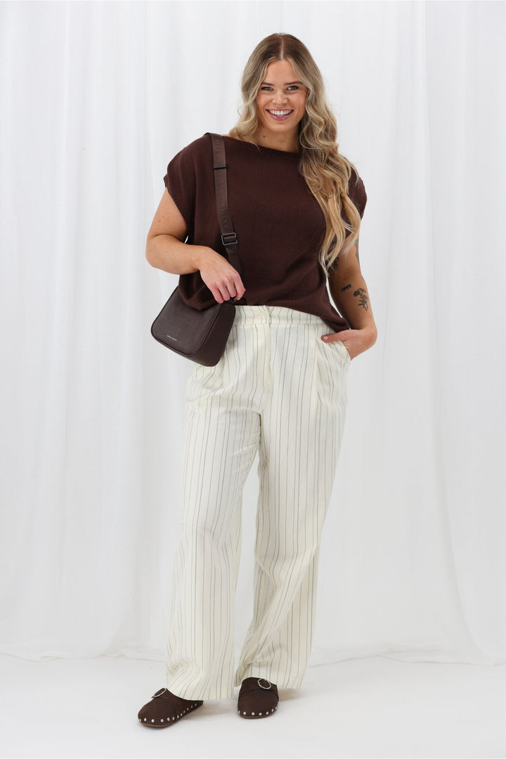 Ayva Remi Asym Knit Top Chocolate
