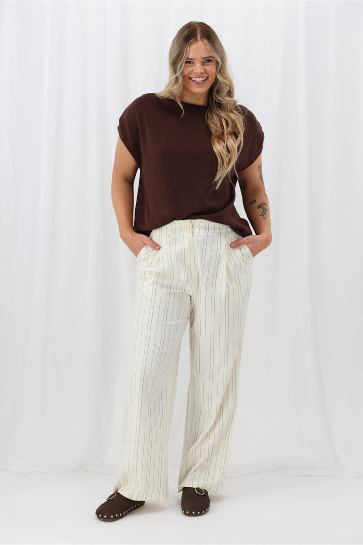 Ayva Remi Asym Knit Top Chocolate