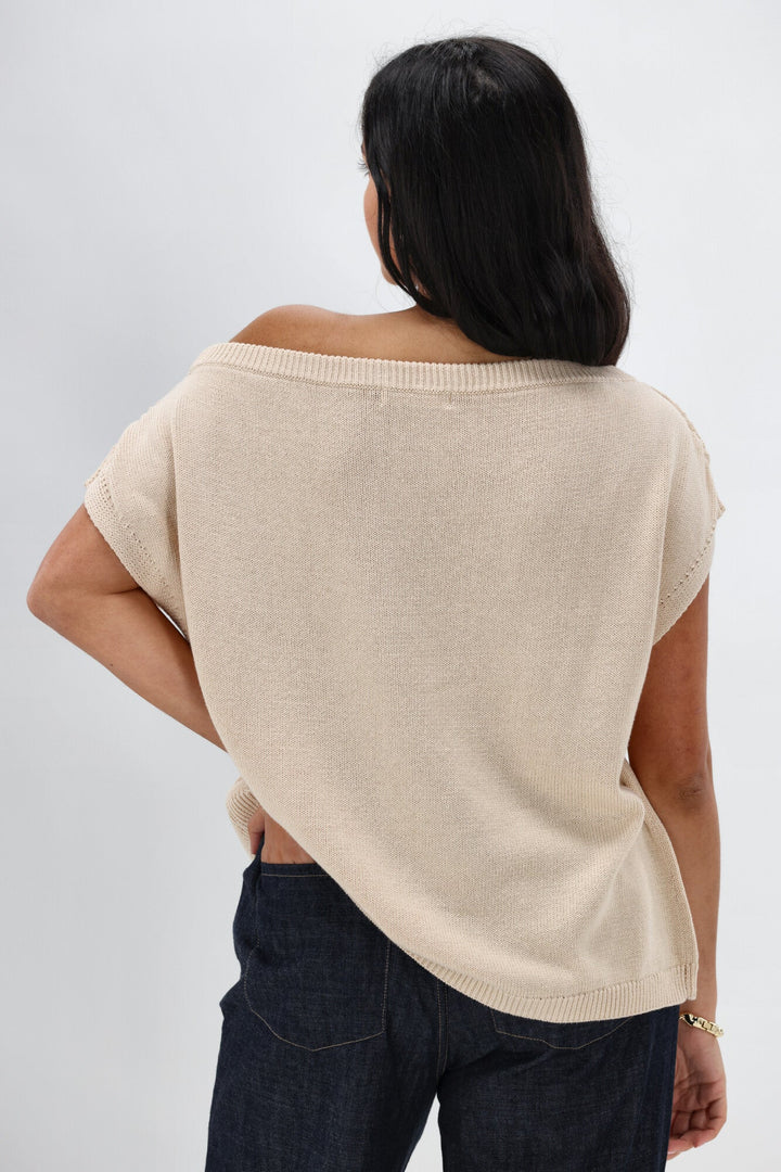 Ayva Remi Asym Knit Top Natural