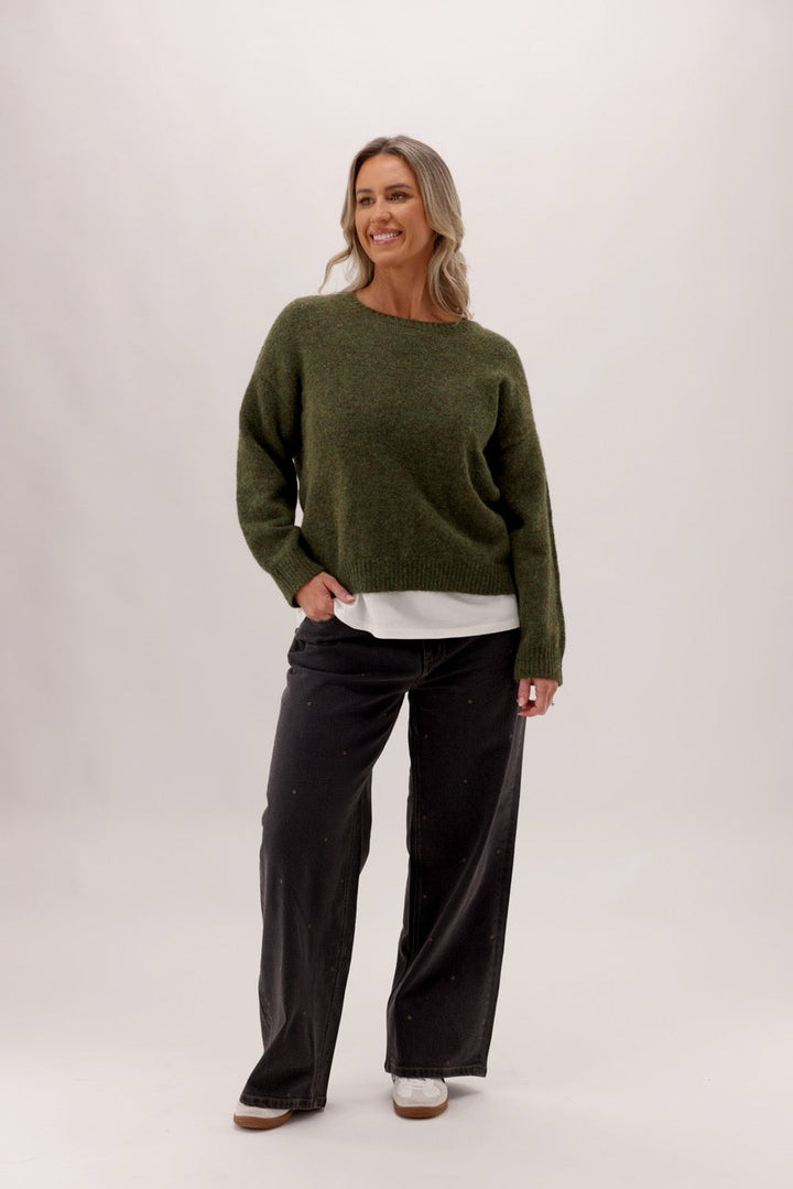 Ayva Sofia Oversized Knit Sweater Moss