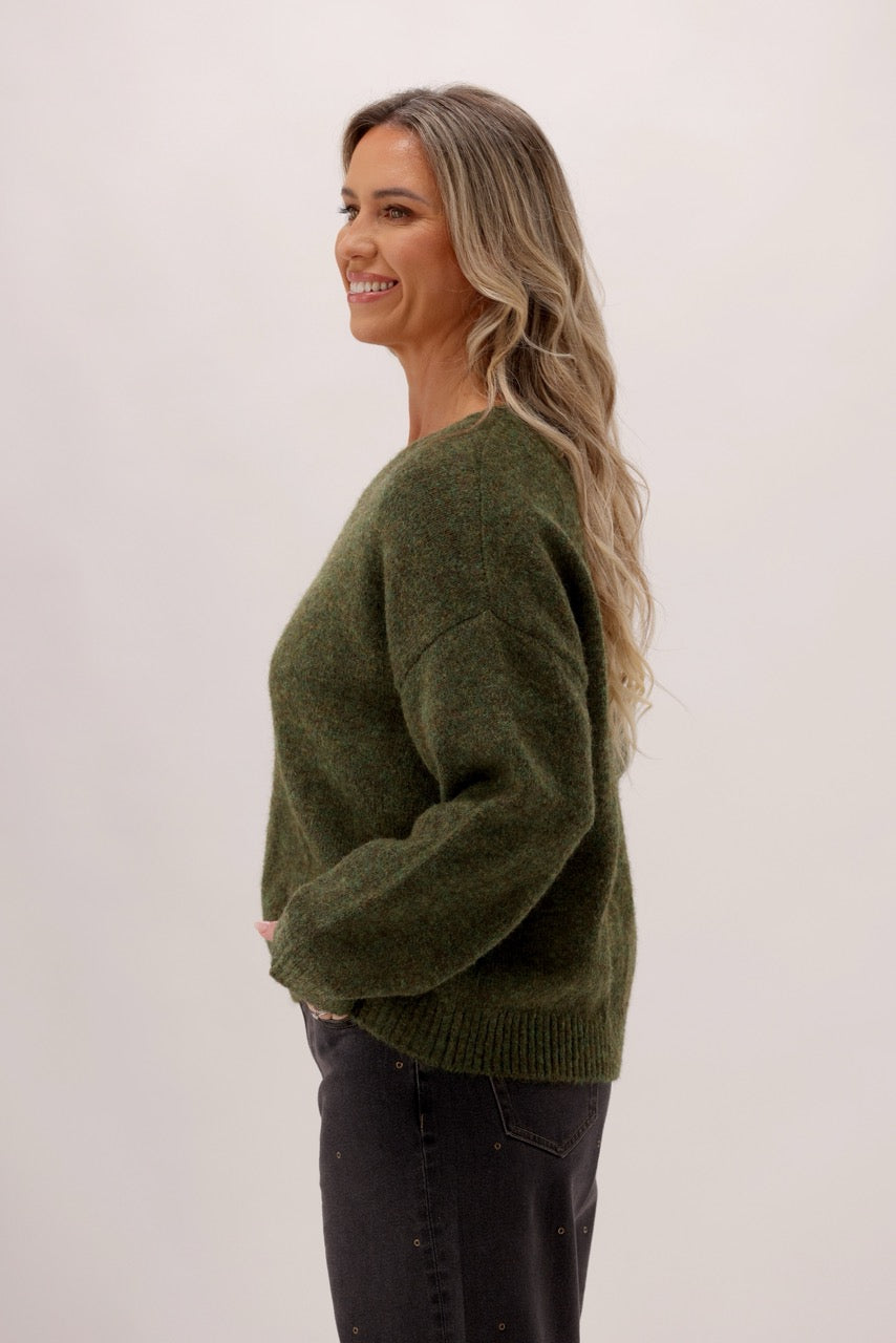 Ayva Sofia Oversized Knit Sweater Moss