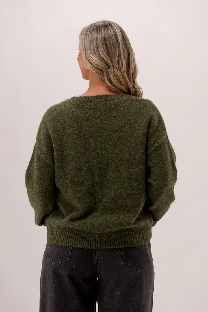 Ayva Sofia Oversized Knit Sweater Moss