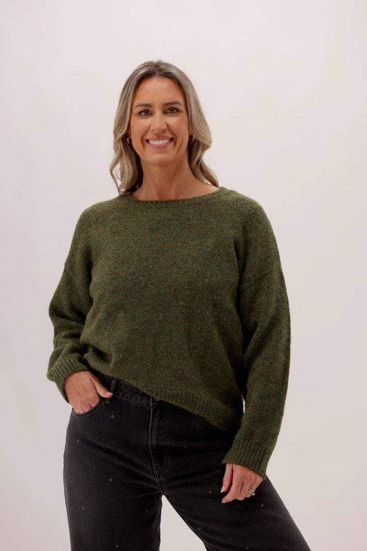 Ayva Sofia Oversized Knit Sweater Moss