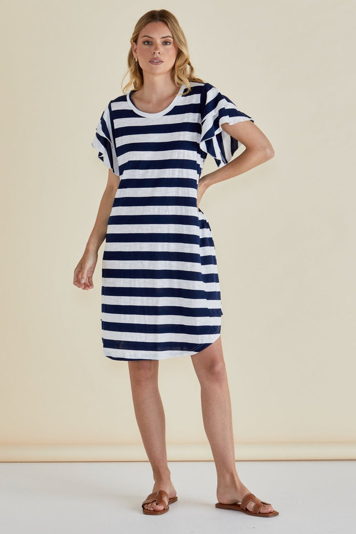 Betty Basics Sydney Tee Dress Blue Stripe