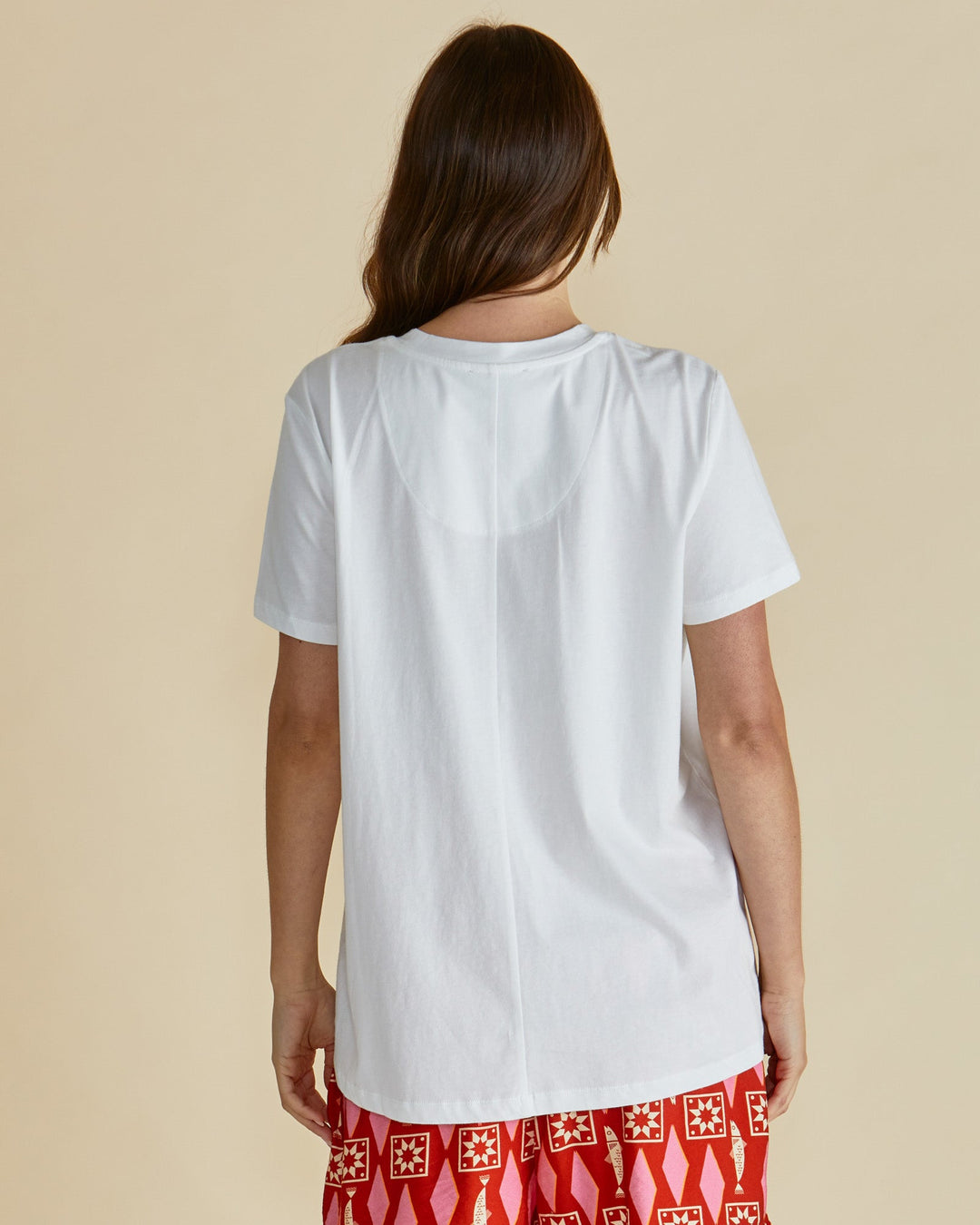 Betty Basics Ellia Crew Tee White Sardinia Print