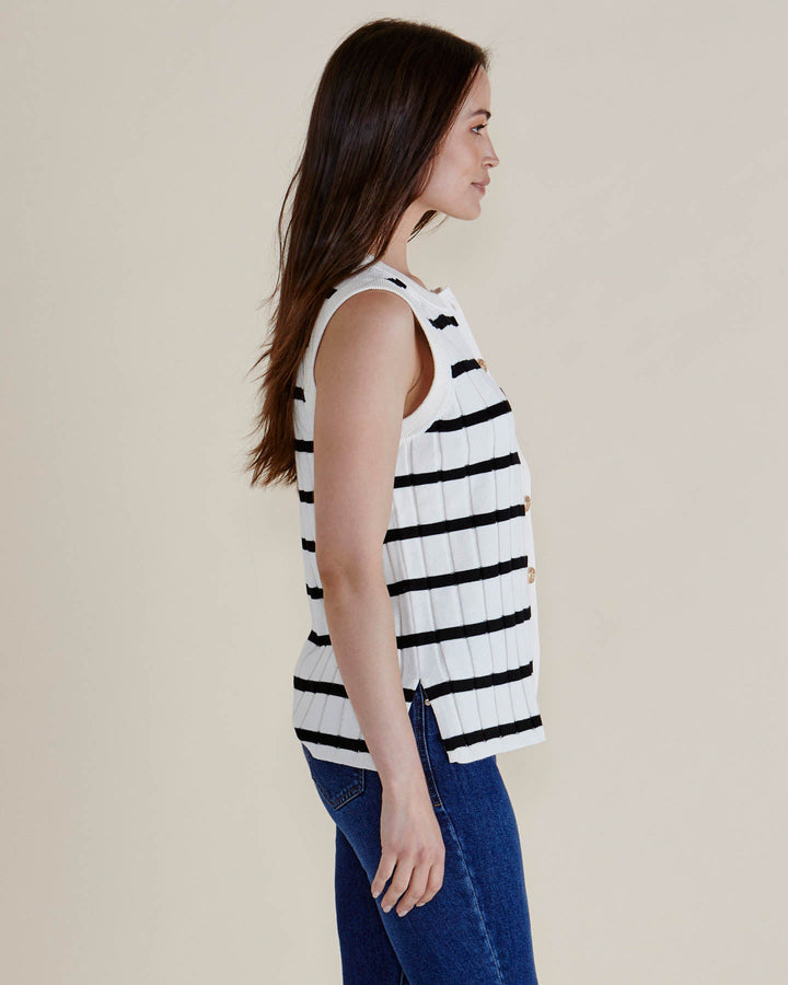 Betty Basics Nicolette Knit Vest Black Stripe