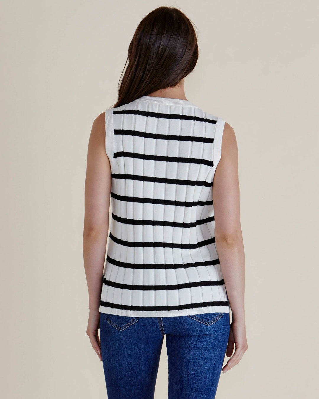 Betty Basics Nicolette Knit Vest Black Stripe