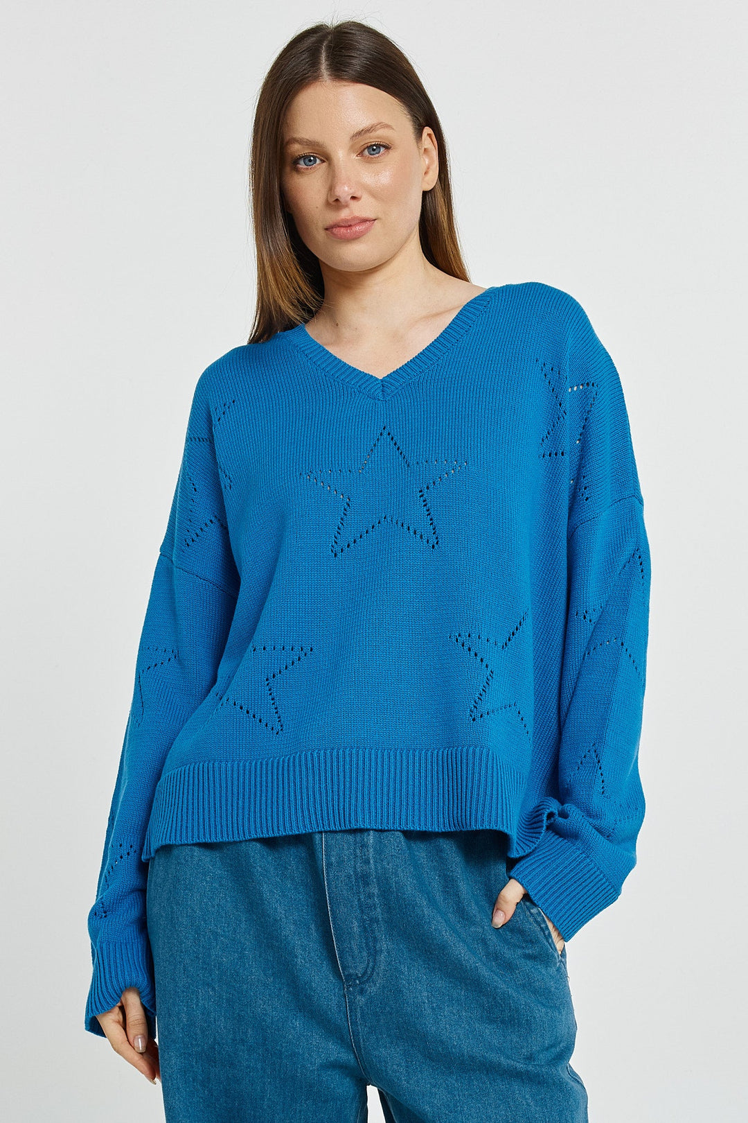 Betty Basics Selene Star Sweater Blue
