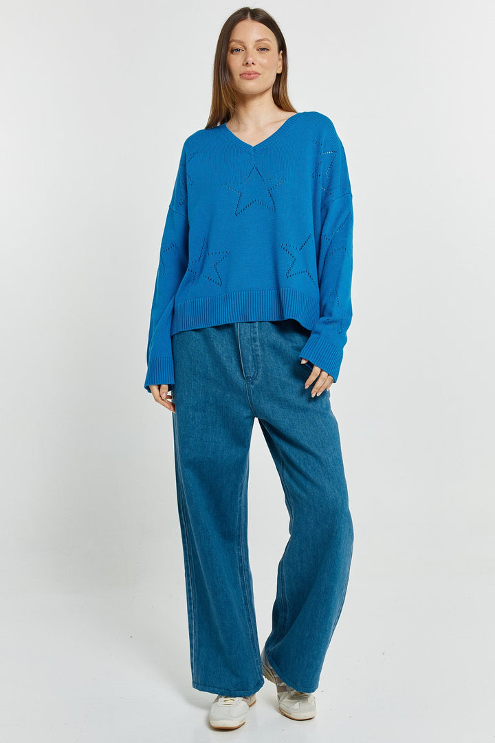 Betty Basics Selene Star Sweater Blue