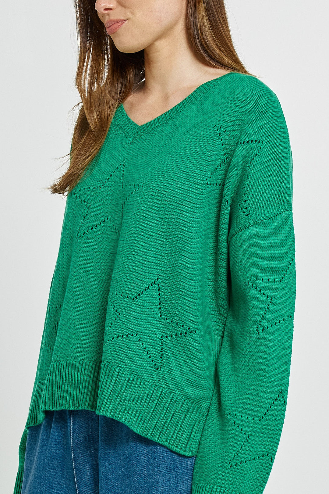 Betty Basics Selene Star Sweater Green