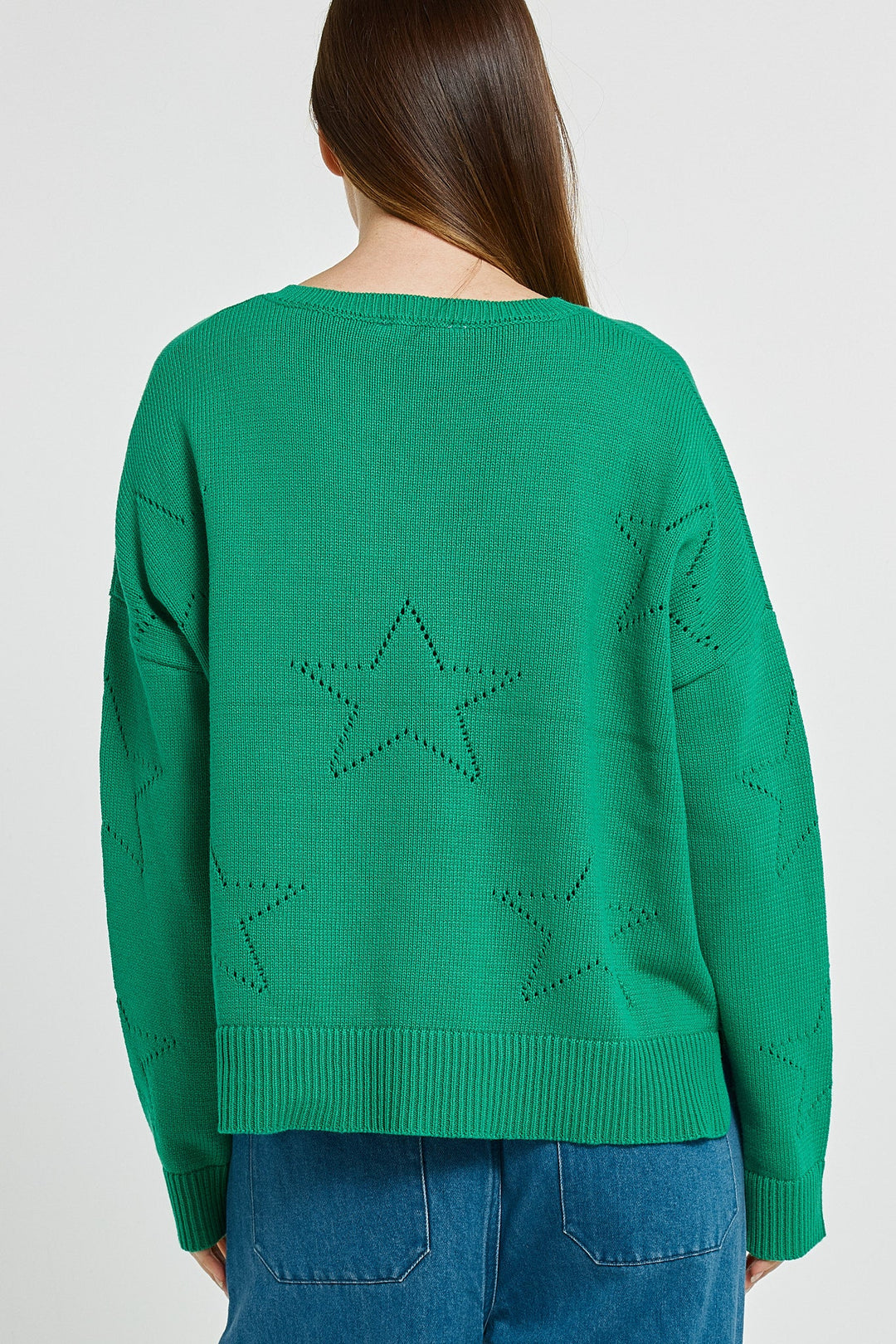 Betty Basics Selene Star Sweater Green