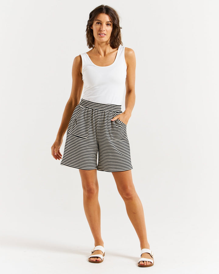 Betty Basics Harvard Short Cream & Black Stripe