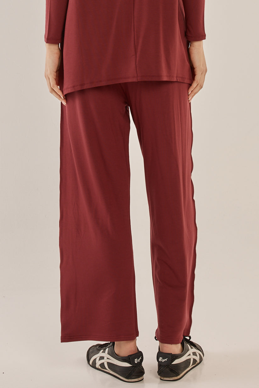 Betty Basics Evelyn Wide Leg Jogger Burgundy