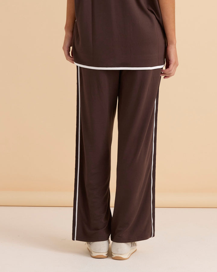 Betty Basics Evelyn Wide Leg Jogger Chocolate