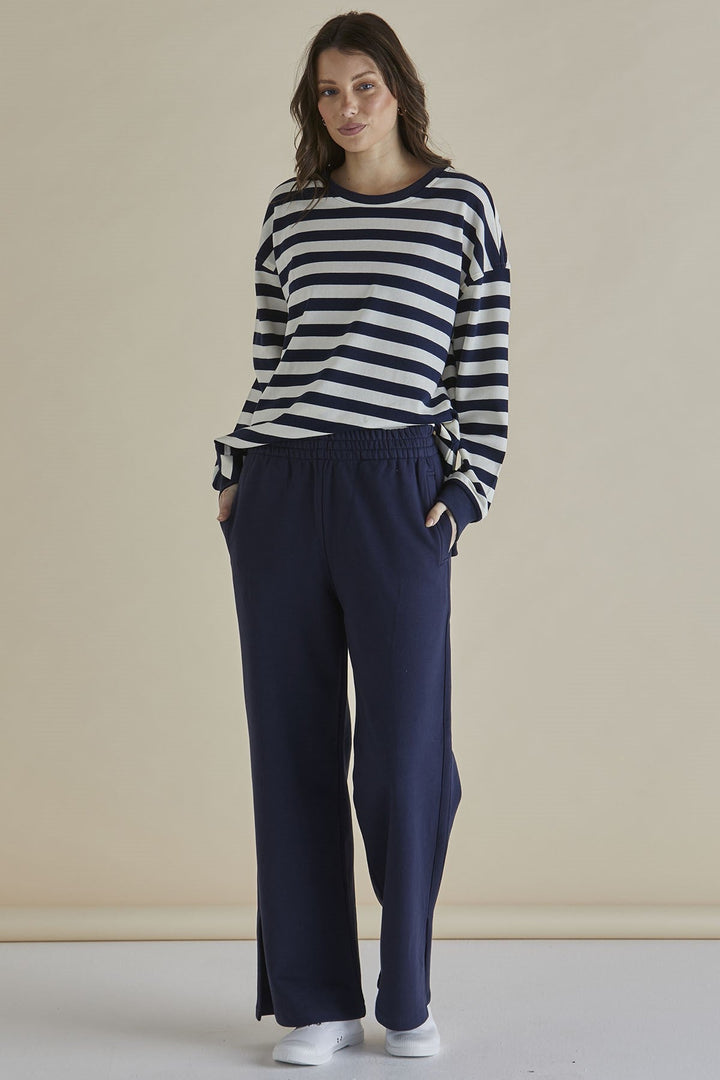 Betty Basics Easy Crew Sweat Navy Stripe