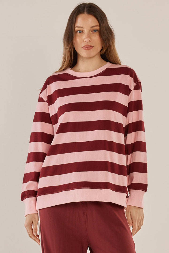 Betty Basics Stazie Sweatshirt Pink Red Stripe