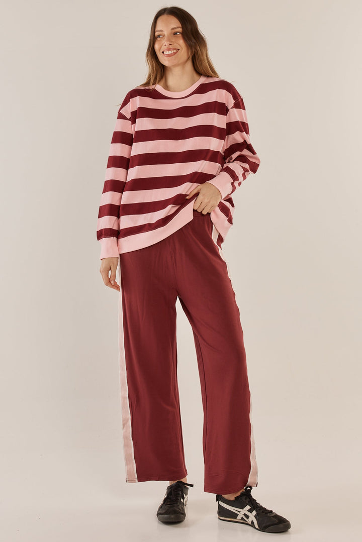 Betty Basics Stazie Sweatshirt Pink Red Stripe