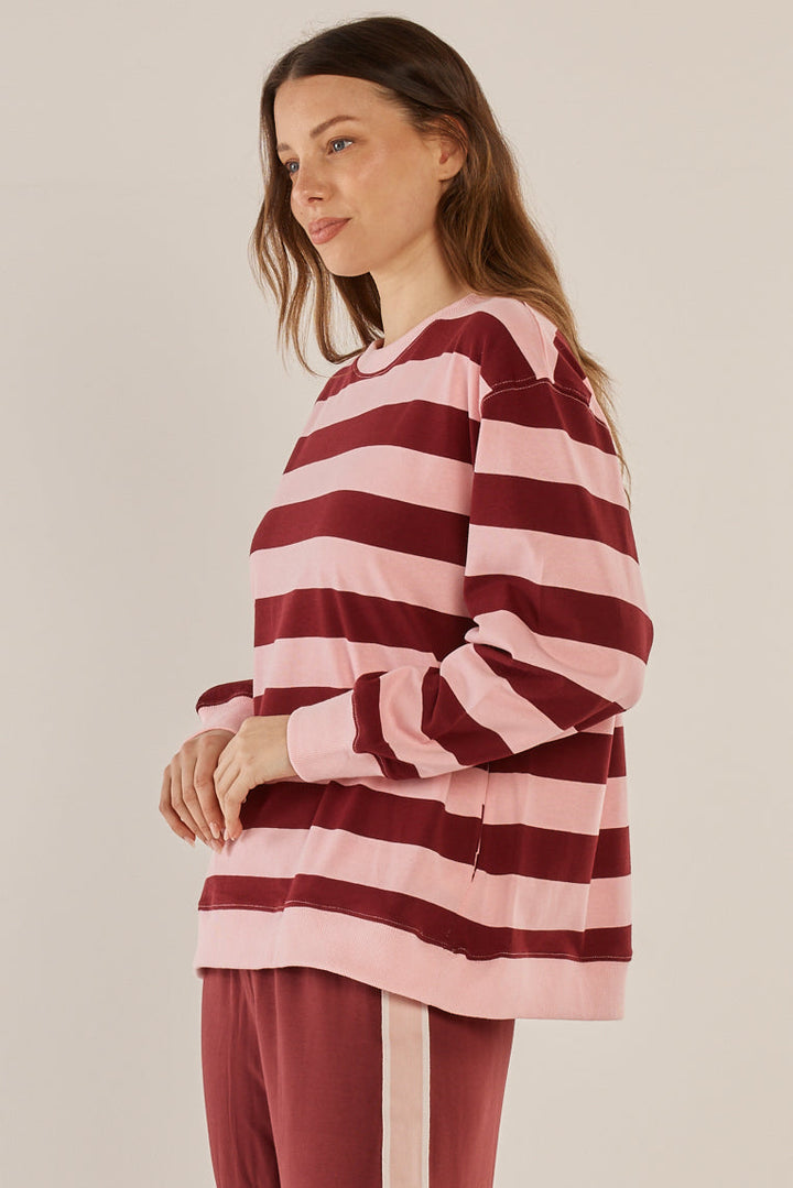 Betty Basics Stazie Sweatshirt Pink Red Stripe