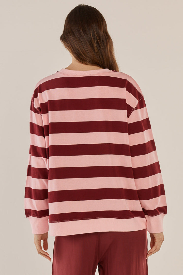 Betty Basics Stazie Sweatshirt Pink Red Stripe