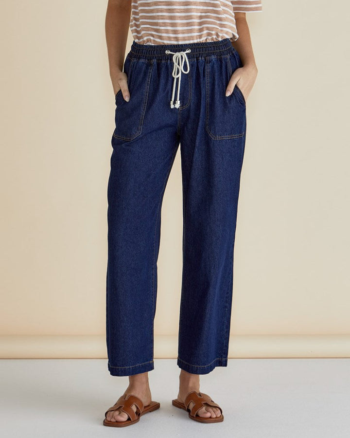 Betty Basics Drapey Denim Jogger Sapphire