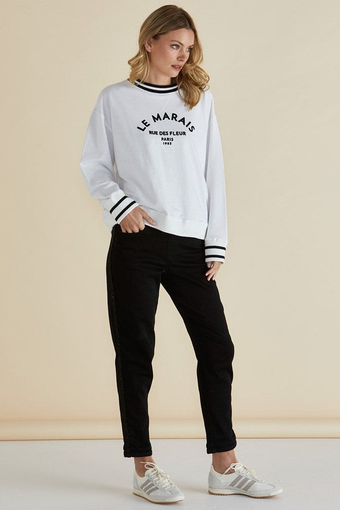 Betty Basics Harlow Denim Jogger Black With Lurex