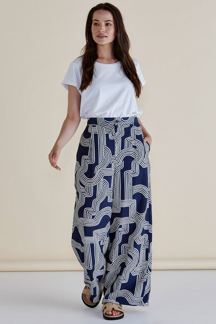 Betty Basics Zander Pant Navy Geo