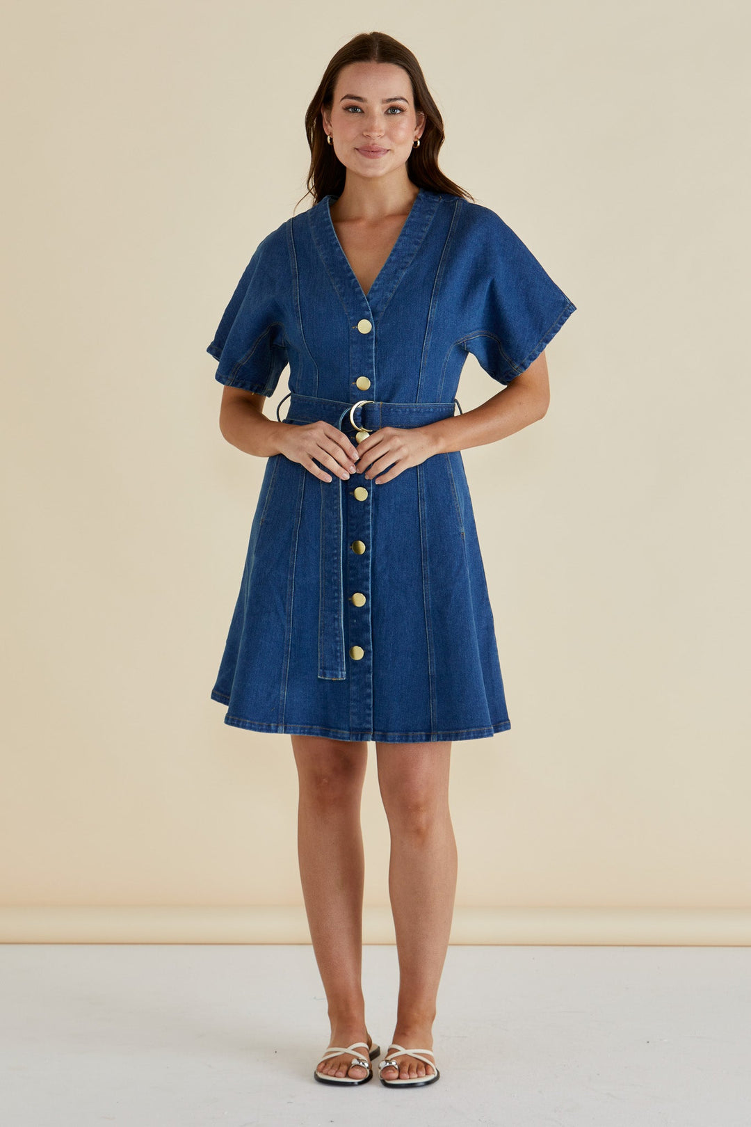 Betty Basics Fiori Denim Dress Mid Wash