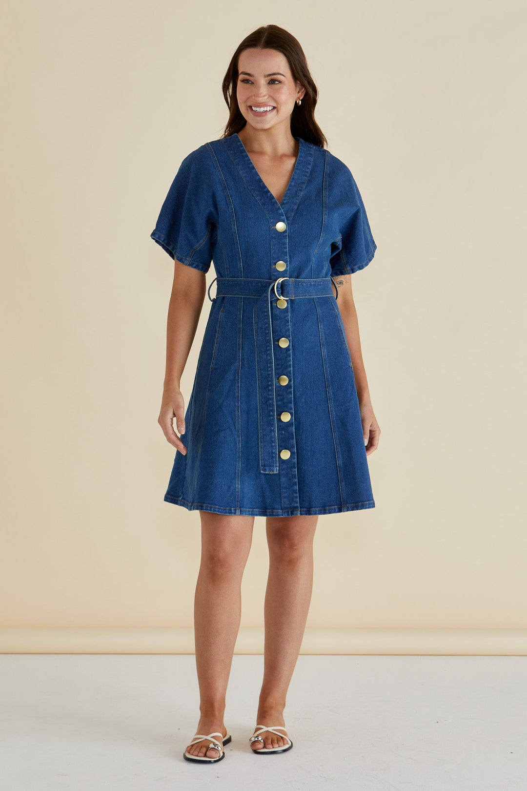 Betty Basics Fiori Denim Dress Mid Wash