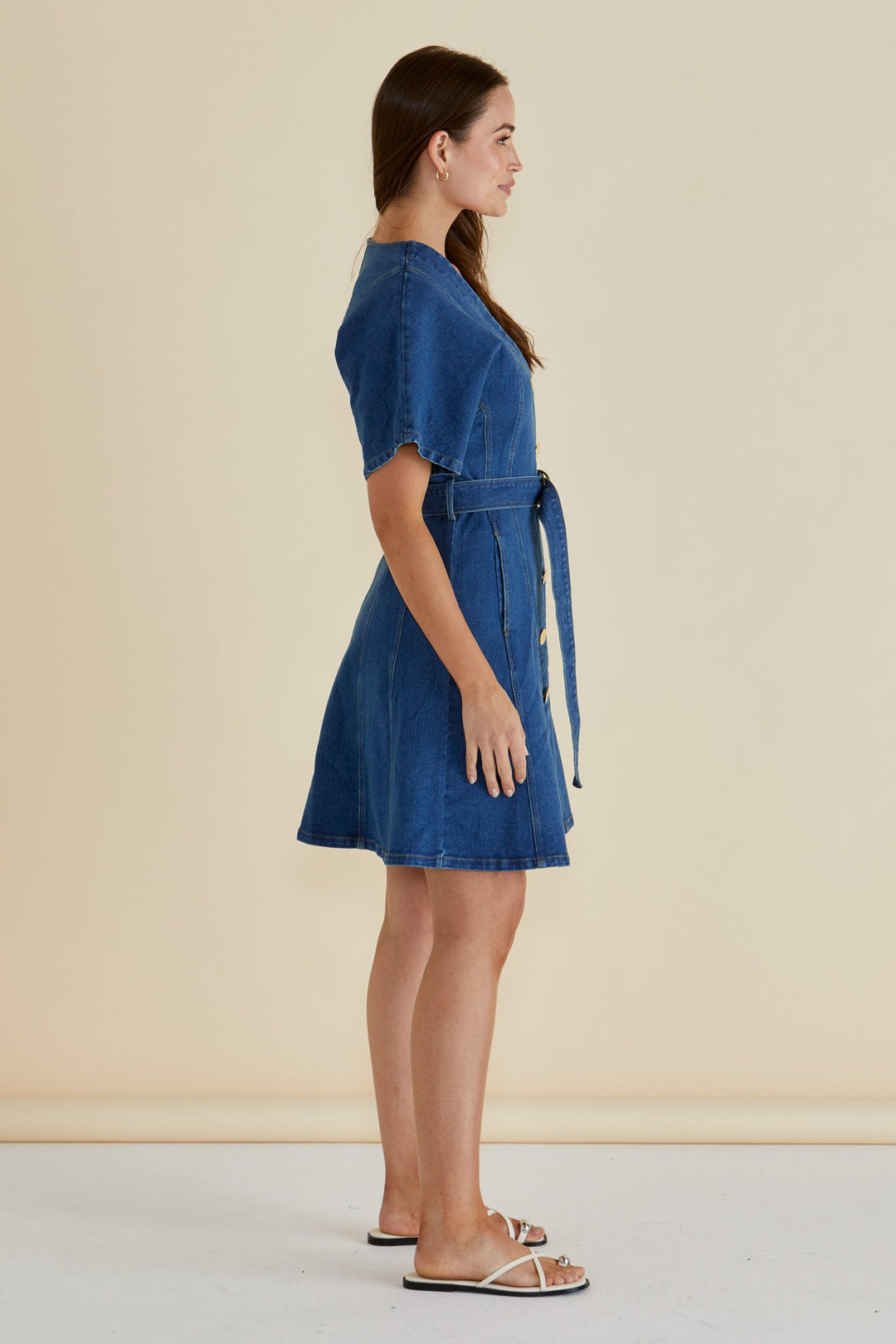 Betty Basics Fiori Denim Dress Mid Wash